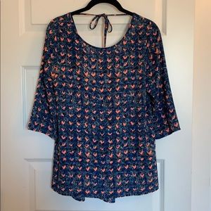 Printed Scoop Back Blouse